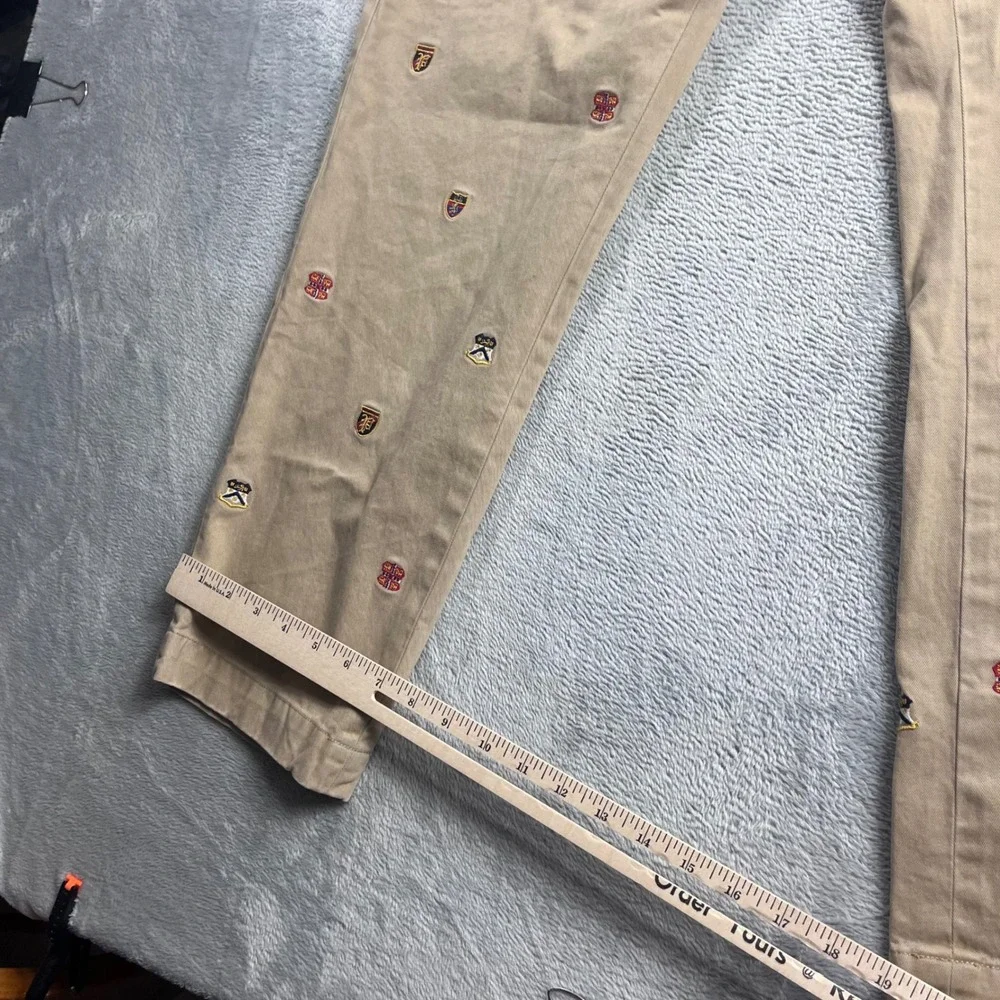 Polo Ralph Lauren Mens 38x30 Slim Fit Embroidered Crest Chino Pants Tan Khaki